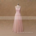 Front split peach chiffon bridesmaid dress